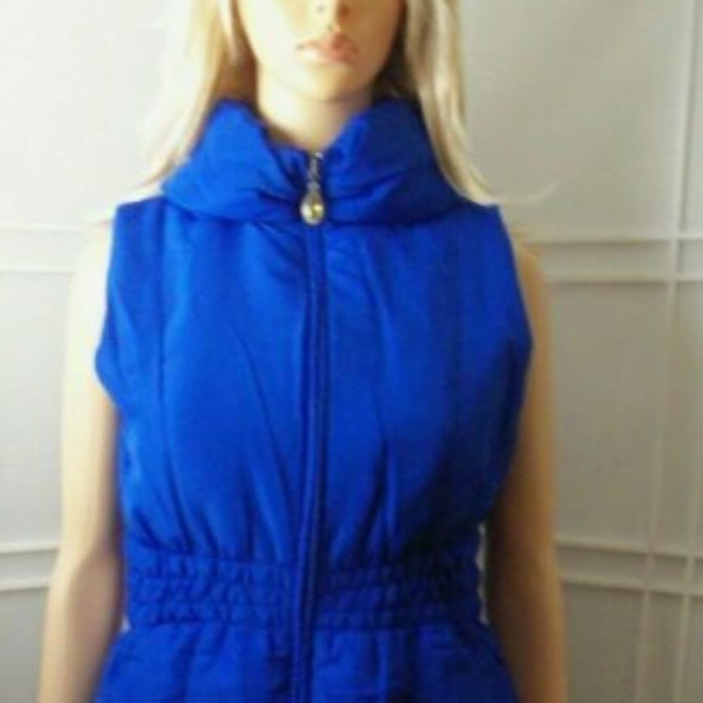 LAURA SCOTT Womens' Full Zipped Front Blue Quilted Vest, Medium